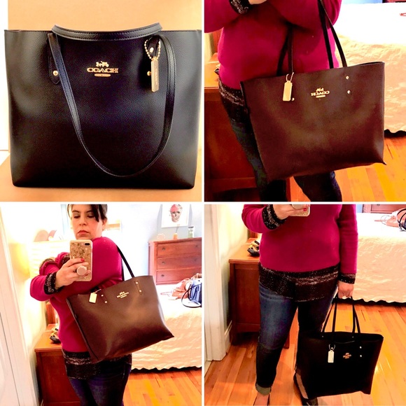 Coach Handbags - NWT Coach reversible Black/ brown Leather Tote